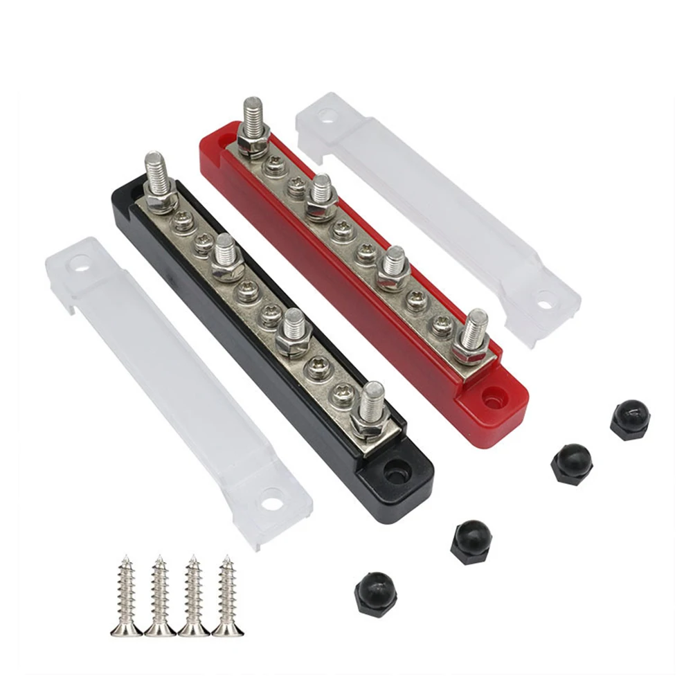 For 12V-48V Systems Terminal Block Bus Bar 2pcs Dual 150A Busbar Power Distributor Electrical Power Distribution Block Bus Bar