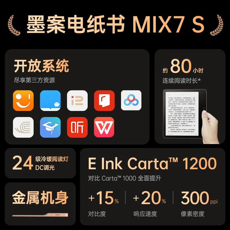 2024 Newest Original Moaan MIX7S reader 7-inch ultra-thin e-book reader E-ink screen 64GB