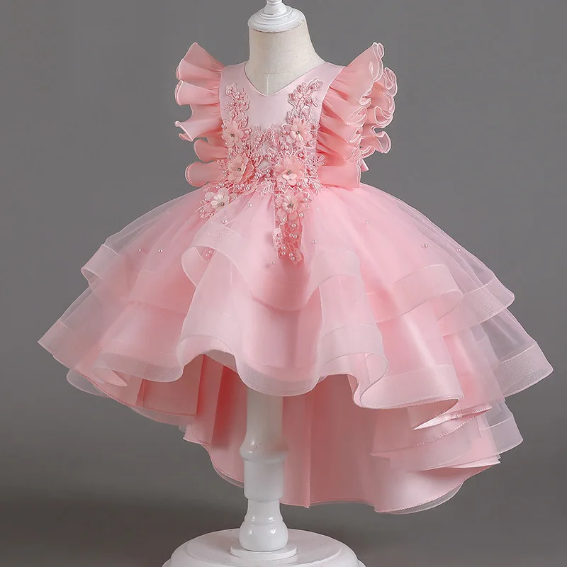 Vestido de princesa para niña, traje esponjoso para baile, espectáculo de boda, espectáculo de piano, flores, eventos