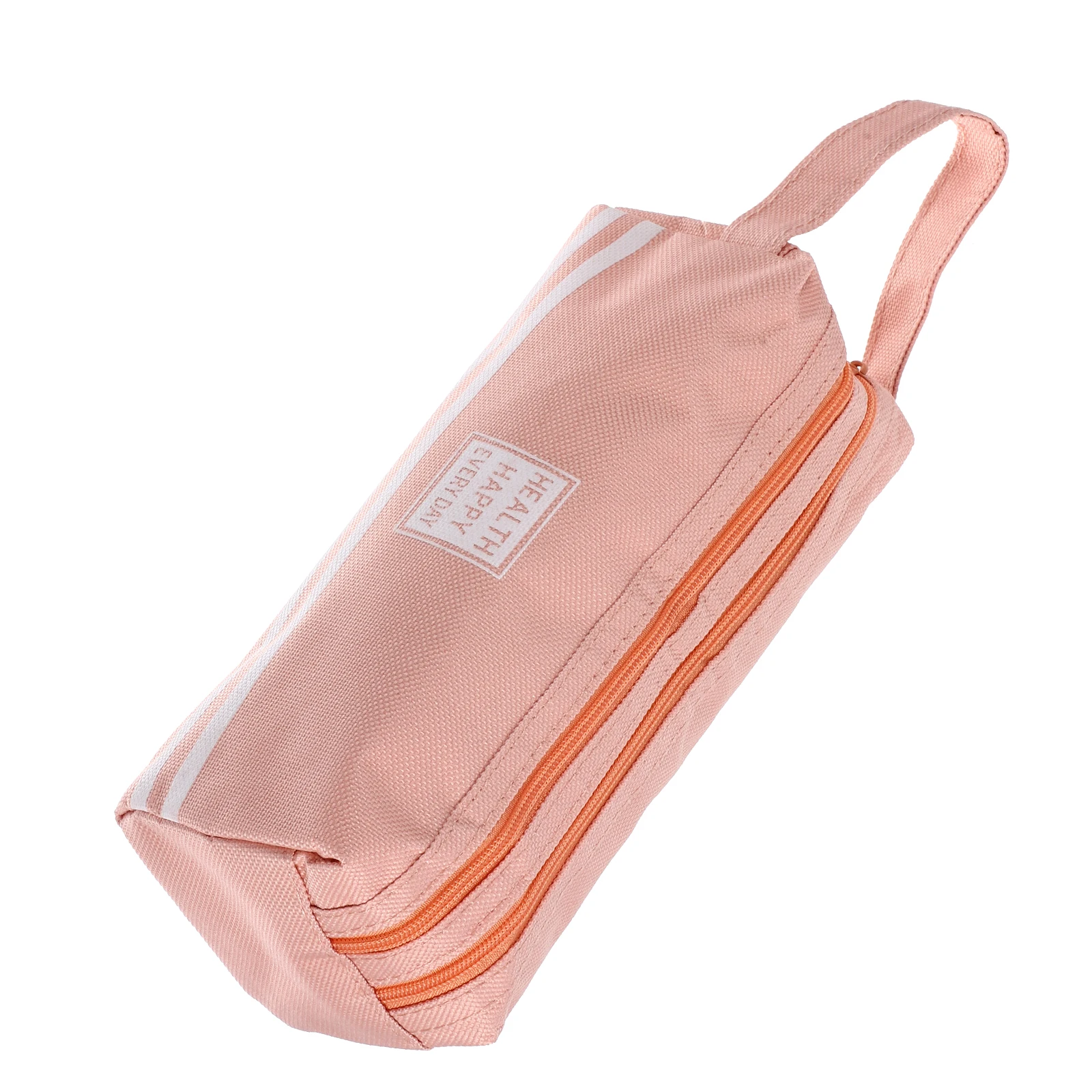 

Double Layer Pencil Bag Large Capacity Canvas Pen Case Light Pink Portable Zipper Pouch Multifunctional Organizer
