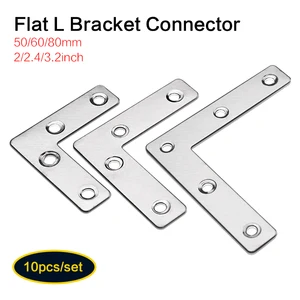 10 Pcs Penjepit Sudut Datar, Braket Rak Tipe L 50/60/80mm(1.97/2.36/3.15 inci), Penyangga Rak Baja Tahan Karat Tugas Berat 12 braket l penjualan terbaik - №