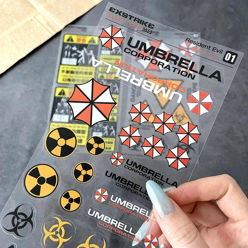 Resident Evil Umbrella Logo Transparent Card Sticker Motorcycle Helmet Decal Warning Peripheral Car Decal Sticker