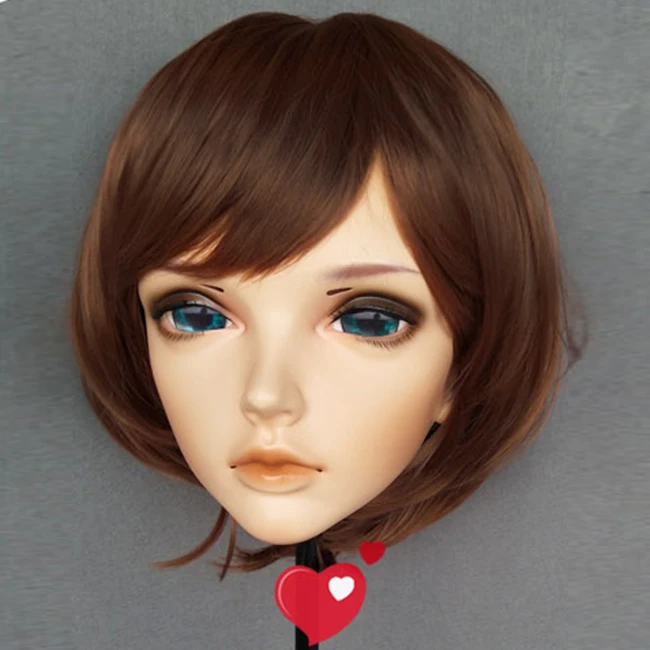 (Mu-03) femme douce fille résine demi-tête Kigurumi BJD yeux Crossdress Cosplay japonais Anime rôle Lolita masque avec yeux et perruque