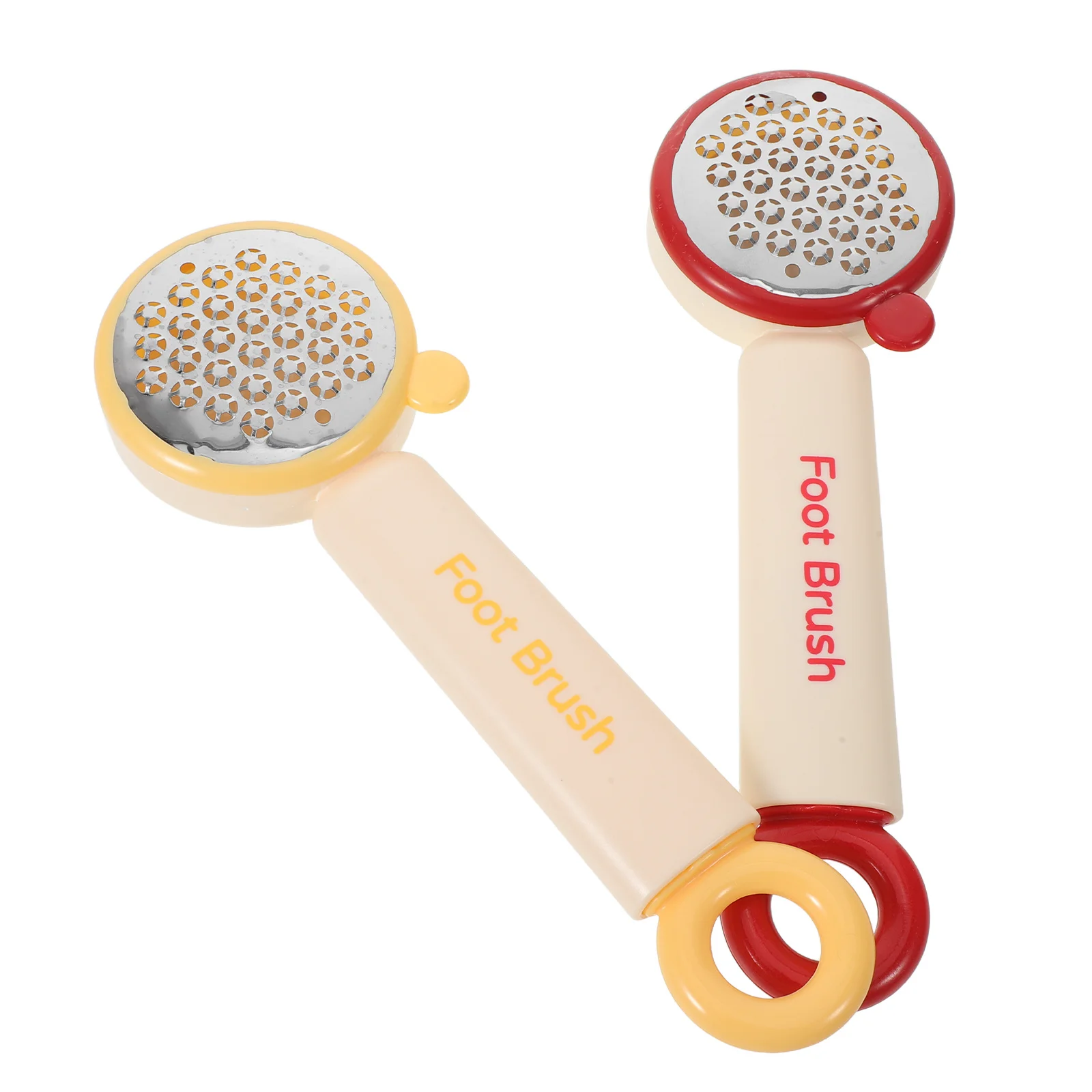 

2Pcs Foot Scrubber Red Yellow 3in1 Foot Callus Remover Manual File Toe Cleaning Brush Shower Pedicure Dead Skin Exfoliator Feet