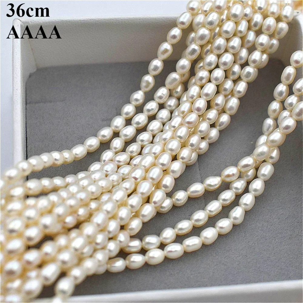 

4A Natural Freshwater White 100% Pearl High Quality Rice Bead Premium Fine Gift Jewelry Make DIY Necklace Bracelet Accessories