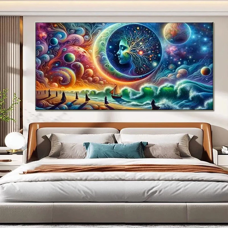 5D mosaic Large Size Vibrant And Surreal Fantasy Landscape DIY 5D Diamond Painting Kit Fantasy Woman Brain Tree Home Decor art