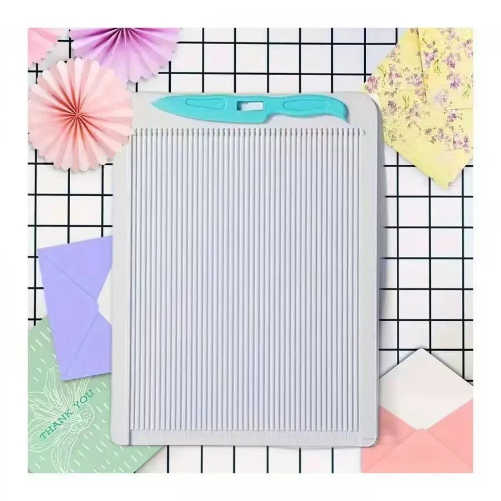 Placa Manual de Vinco para Papel com Cortador, Ferramenta de Origami para Scrapbooking, Criação de Cartões e Artesanato em Papelaria