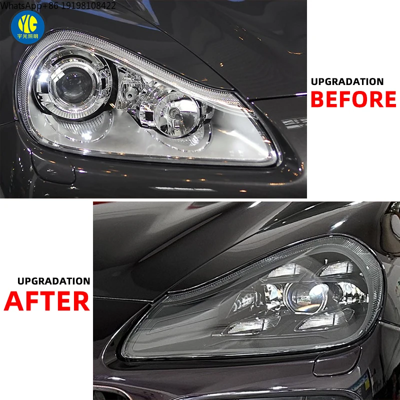 YU GUANG 2023 Matrix Style LED Headlights for Porsche Cayenne 957 Factory Direct Sale 2007 2010 Upgrade LED New 12V Head Lights