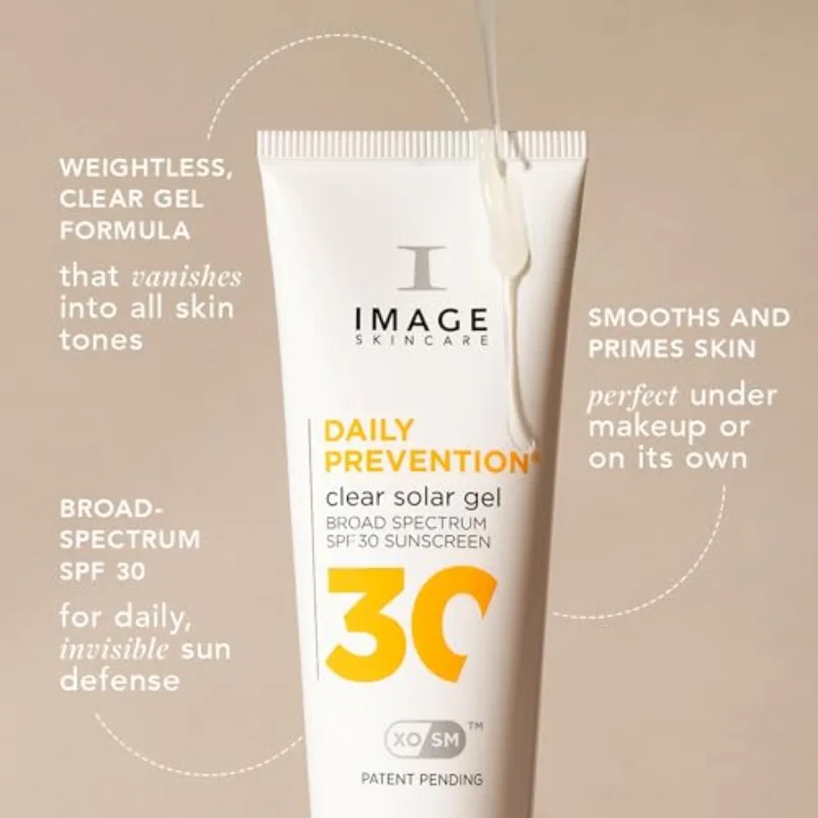 Daily prevention clear solar gel SPF 30 transparent broad spectrum sunscreen for daily outdoor use, gel formula, transparent, l