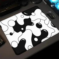 Xs Kleine Gamer Muismat Zwart-Wit Lagen Vloeibare Tafel Pad Computer Muizen Mat Kunst Abstractie 25X29Cm Lock Rand Rubber Deskmat