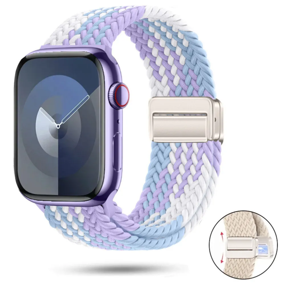 Geflochtenes Armband für Apple Watch Band 45 mm 40 mm 41 mm 44 mm 49 mm 38 Schnalle Armband iWatch Serie SE 11 6 8 9 Ultra 2 Magnetband