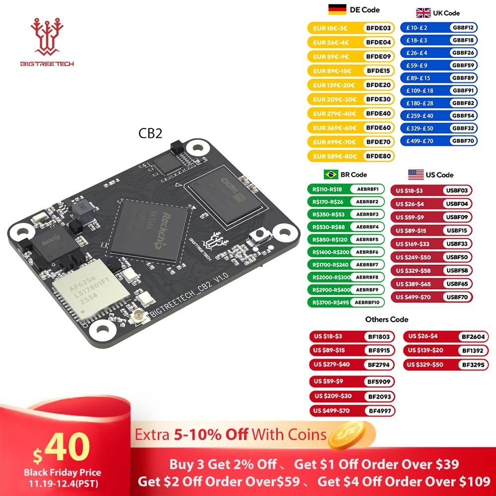 

BIGTREETECH BTT CB2 Core Board SKR MINI E3 V3.0 Manta M8P For Klipper 3D Printer Parts VS Raspberry Pi 4/3B For Voron