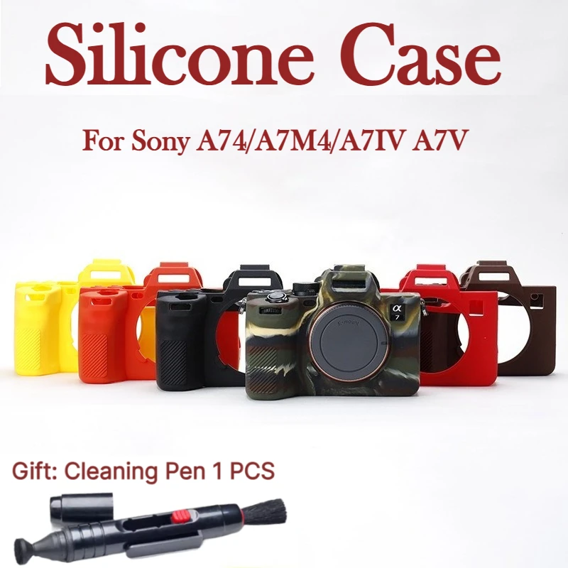 Silicone Case For Sony A74/A7M4/A7IV A7V Camera Case Camera bag, Anti-drop portable Soft case +1 PCS Free Cleaning Pen