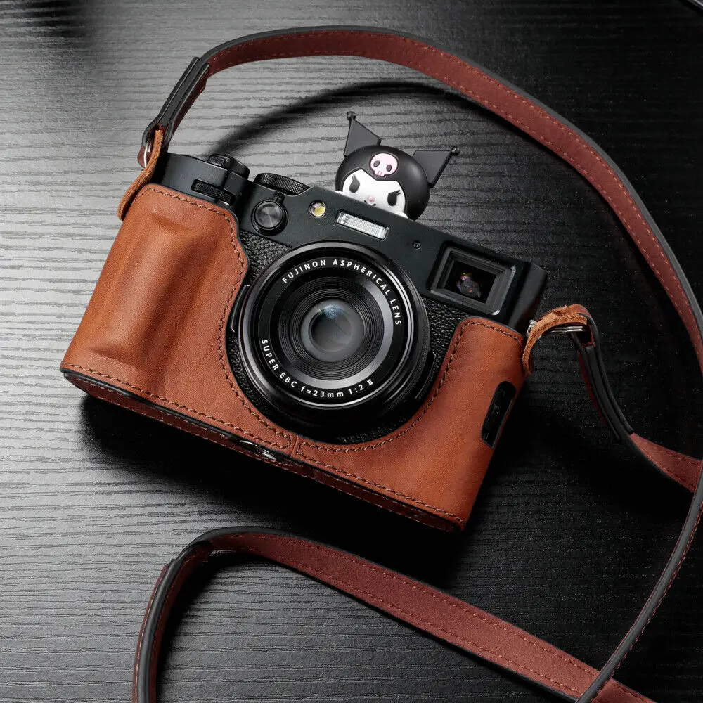 Etui na aparat X100VI z prawdziwej skóry, ręcznie robiona torba na pół ciała do Fujifilm X100VI