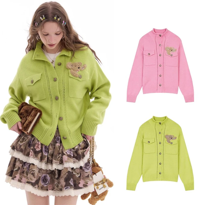 

Young Ladies Autumn Fashion Women Cardigans Sweater Knitted Coat Casual Single Breasted Korean Slim Chic Ladies Tops SL224