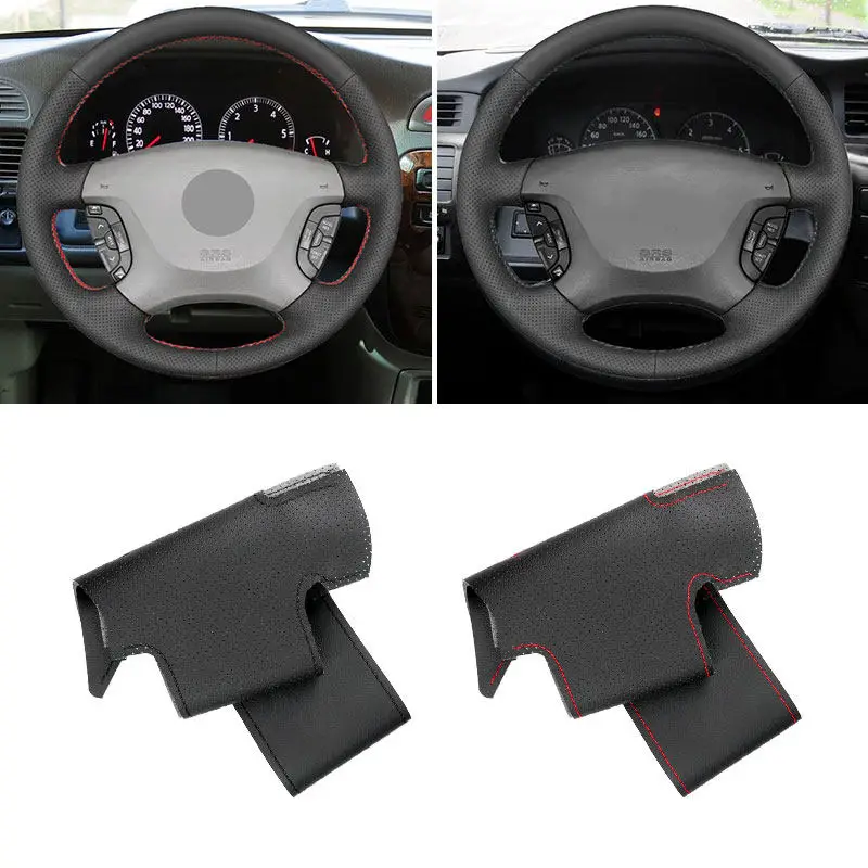 Para Nissan Patrol Y61 Elgrand E51 Maxima Pathfinder Infiniti Q45 QX4 Terrano Regulus protector para volante de coche embellecedor de cuero