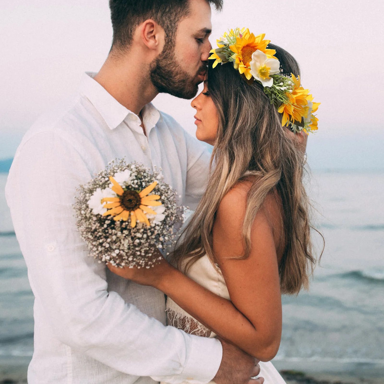 

Sunflower Bride Headband Adjustable Wedding Wreath Headpiece Floral Bridal Hair Decoration Sunflower Headband Bridal Head Wreath