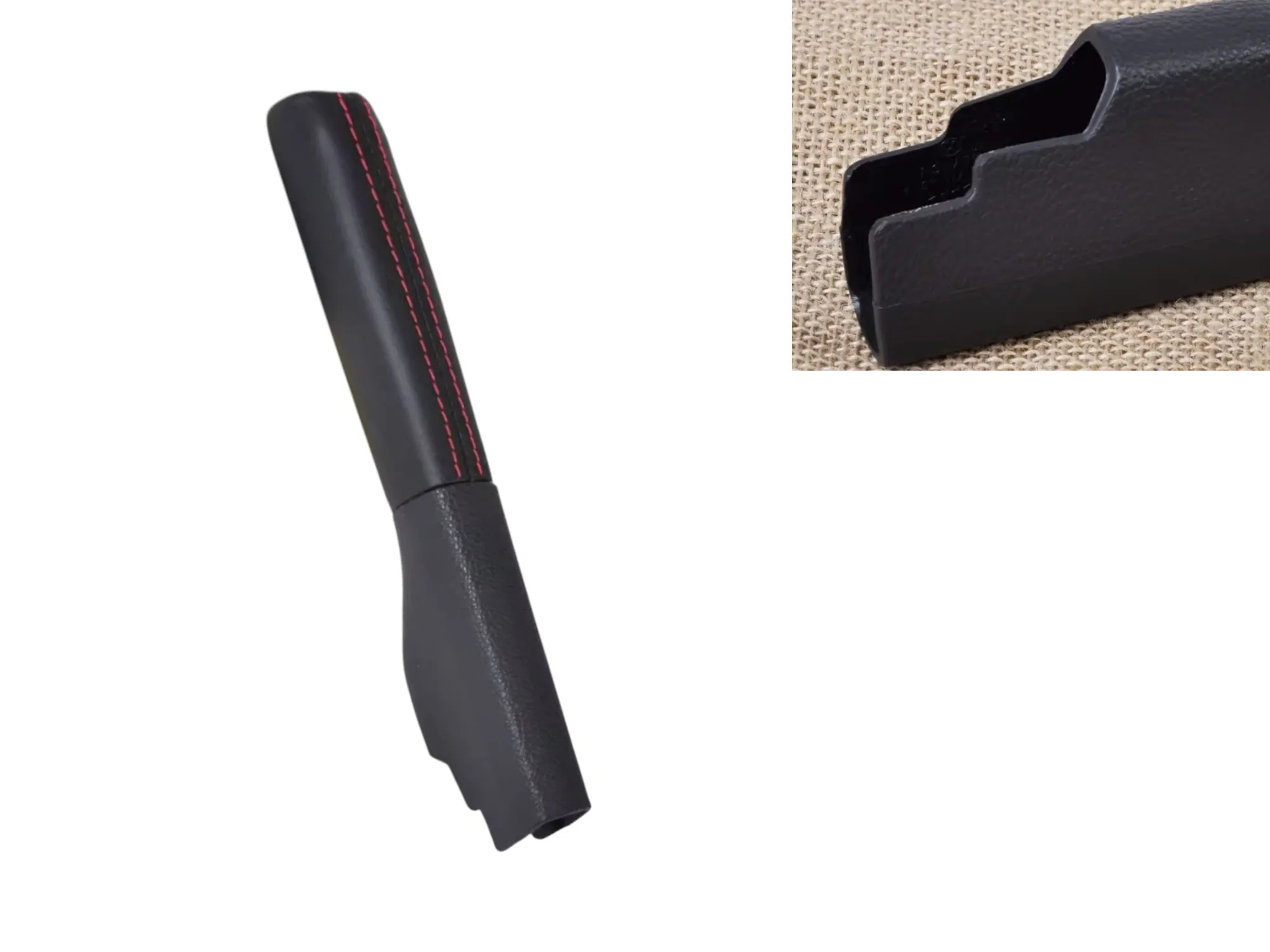 High Quality Black Leather Hand Brake Boot Cover with Red Stitching for VW MK5 MK6 Golf and MK5 Jetta
