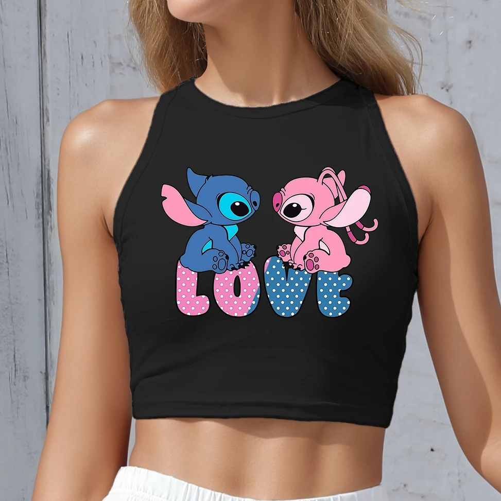 

Stitch Graphic Print Crop Tops Woman Clothes Sleeveless Shirts Summer Girls Sexy Streetwear O-neck Fashion Female Y2k Tank Top