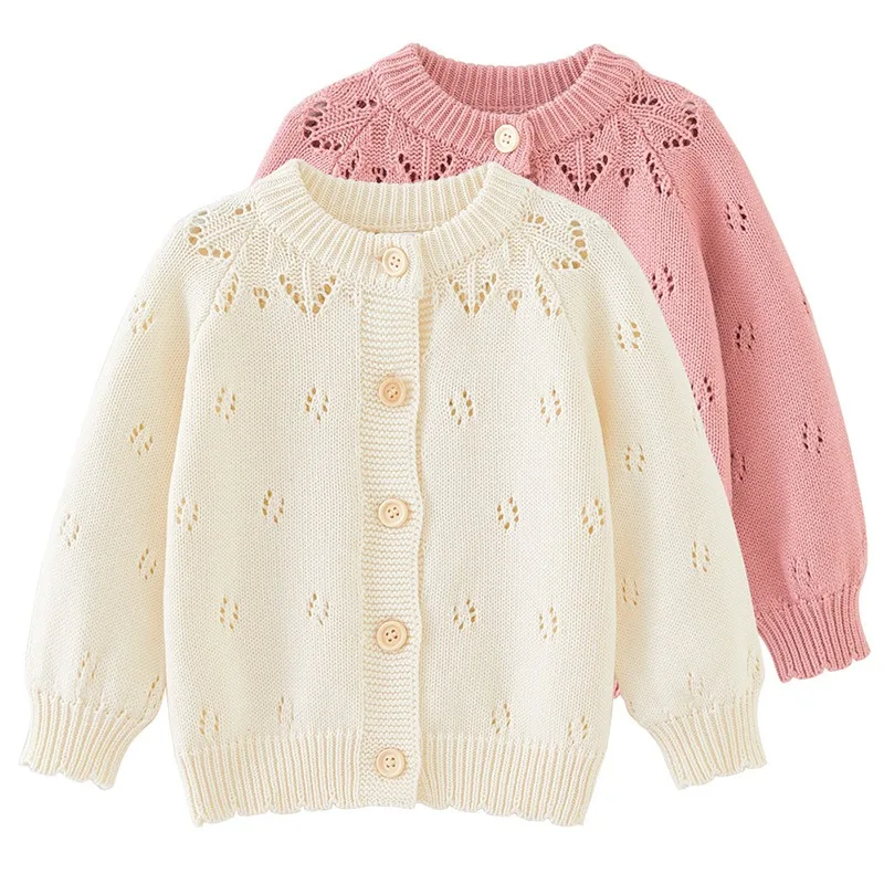 1-6 Years old Beige Girls' Sweater 2024 new Cardigan Coat Buttons School Kid's Cotton Jacket 1 2 3 4 5 6 Years Old Kids Clothes