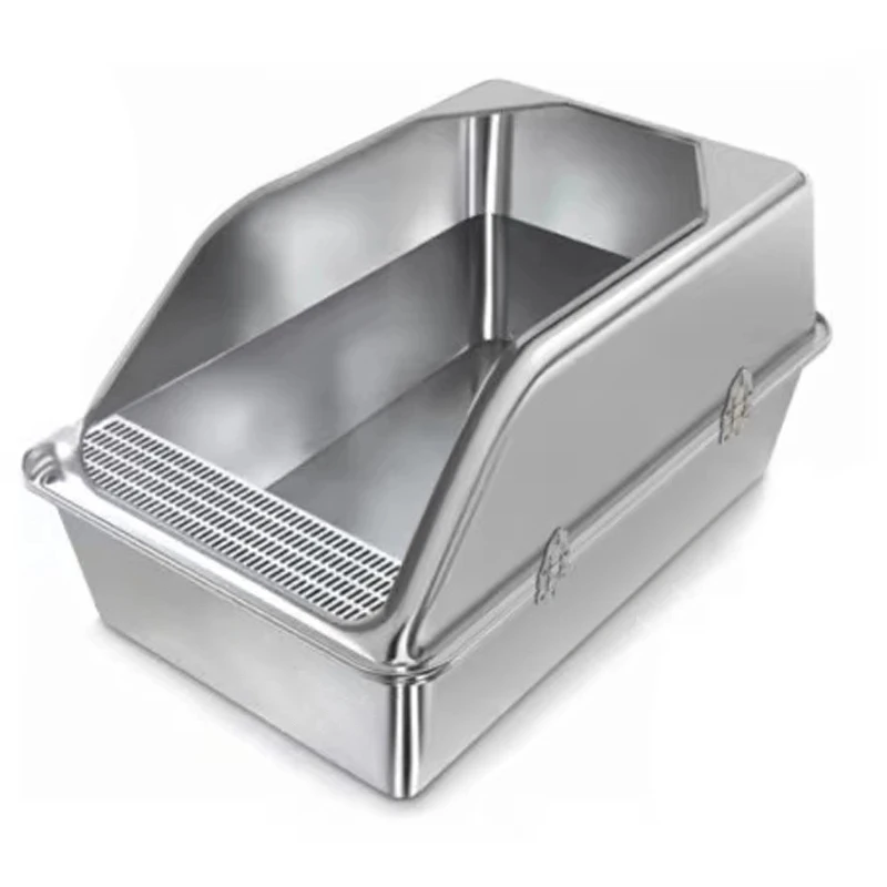 Baming Extra Thick Stainless Steel Cat Litter Box With Lid Set Anti Splash/Anti-Slip/Easy To Clean