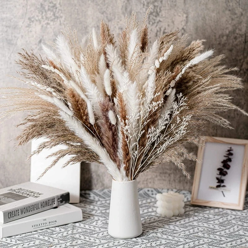 80PCS natural Pampas grass flower bouquet fireplace decoration reed dried flowers Valentine's Day to send love to friends