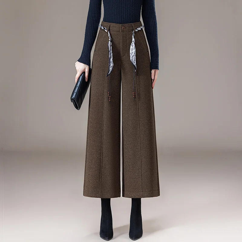 Драпированные брюки Bootcut для миниатюрных женщин, повседневные брюки с завязками, шарфом и поясом