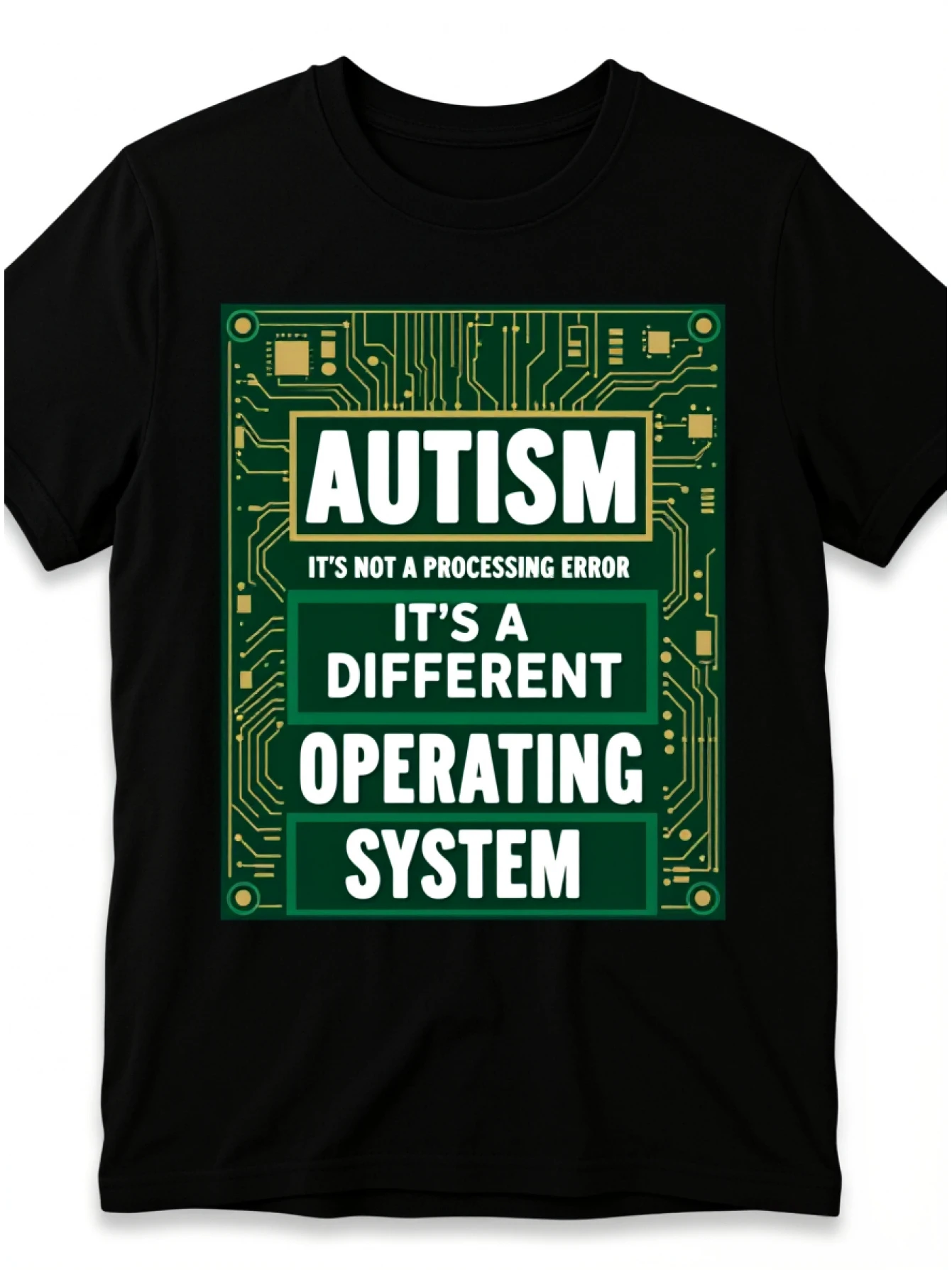 Autism isn't a mistake it's just a different operating system This unisex autism puzzle-themed T-shirt features a classic design