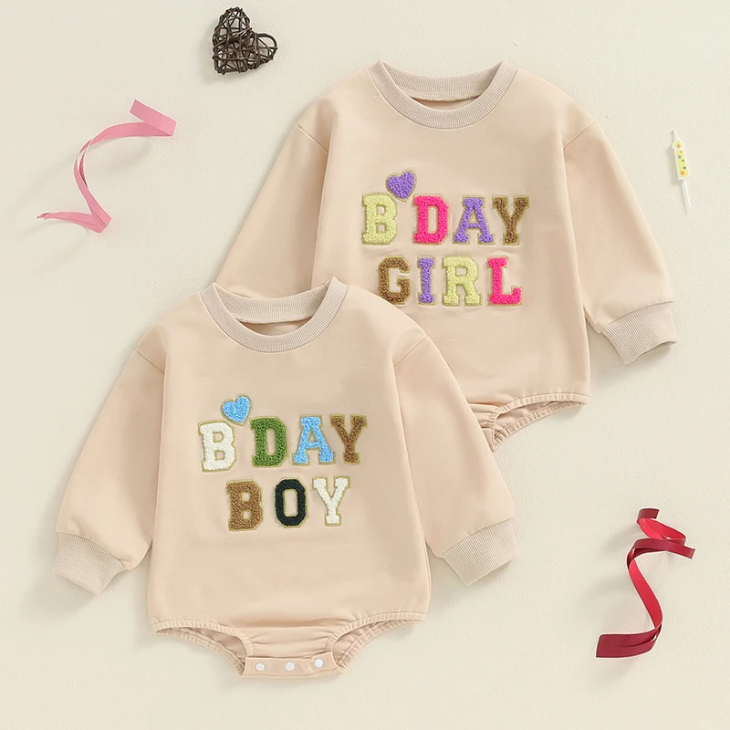 

Newborn Infant Baby Girls Boys Autumn Clothes Sweatshirt Romper Long Sleeve Cotton Letter Embroidery Jumpsuit Costumes