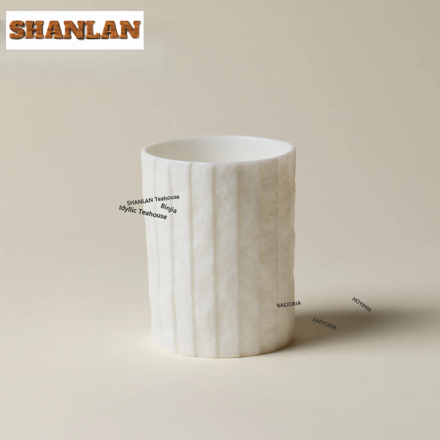 HOYIHM 230ml Sheep Fat Jade Porcelain Straight Teacup Traditional Tea Bowl Water Jug Tea-tasting Smelling Cup Jianzhan Master