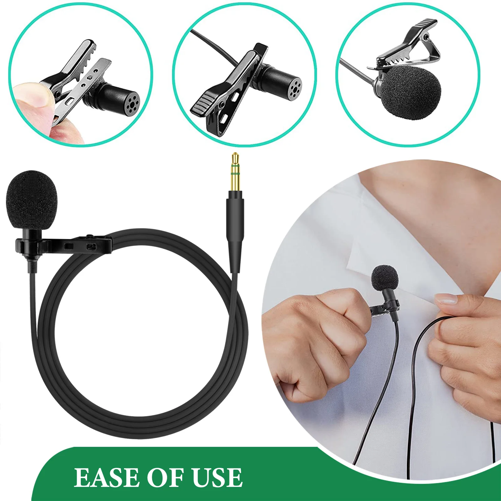 Geekria Lavalier Microphone for Voice Amplifier Portable, Action Camera, SLR Cameras, Omnidirectional Condenser Mic with Clip