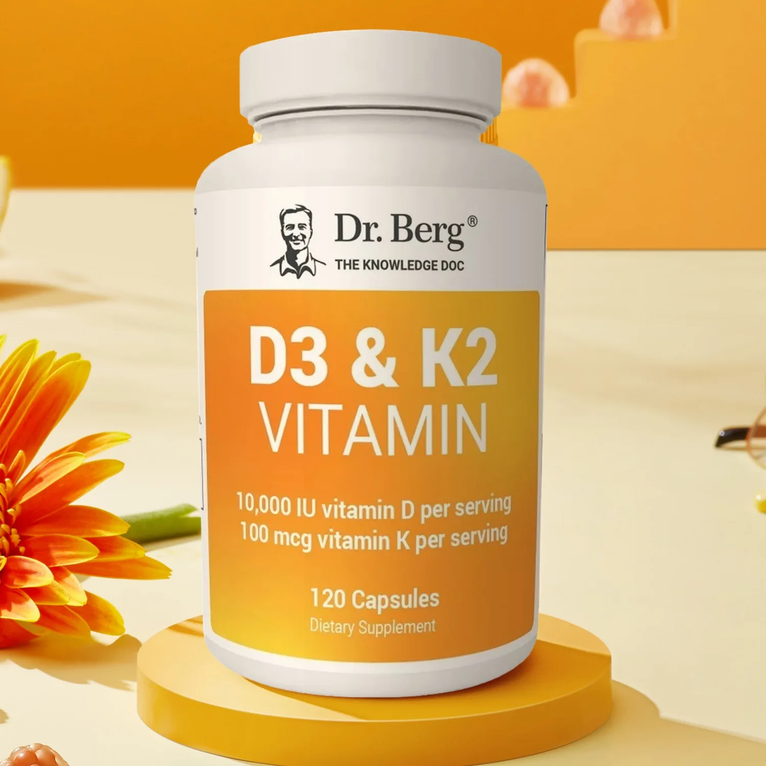 

Добавка с капсулами витамина D3 и K2 — способствует здоровью артериального здоровья, поддерживает иммунитет, здоровью костей и сердец, без ГМО, без глютена