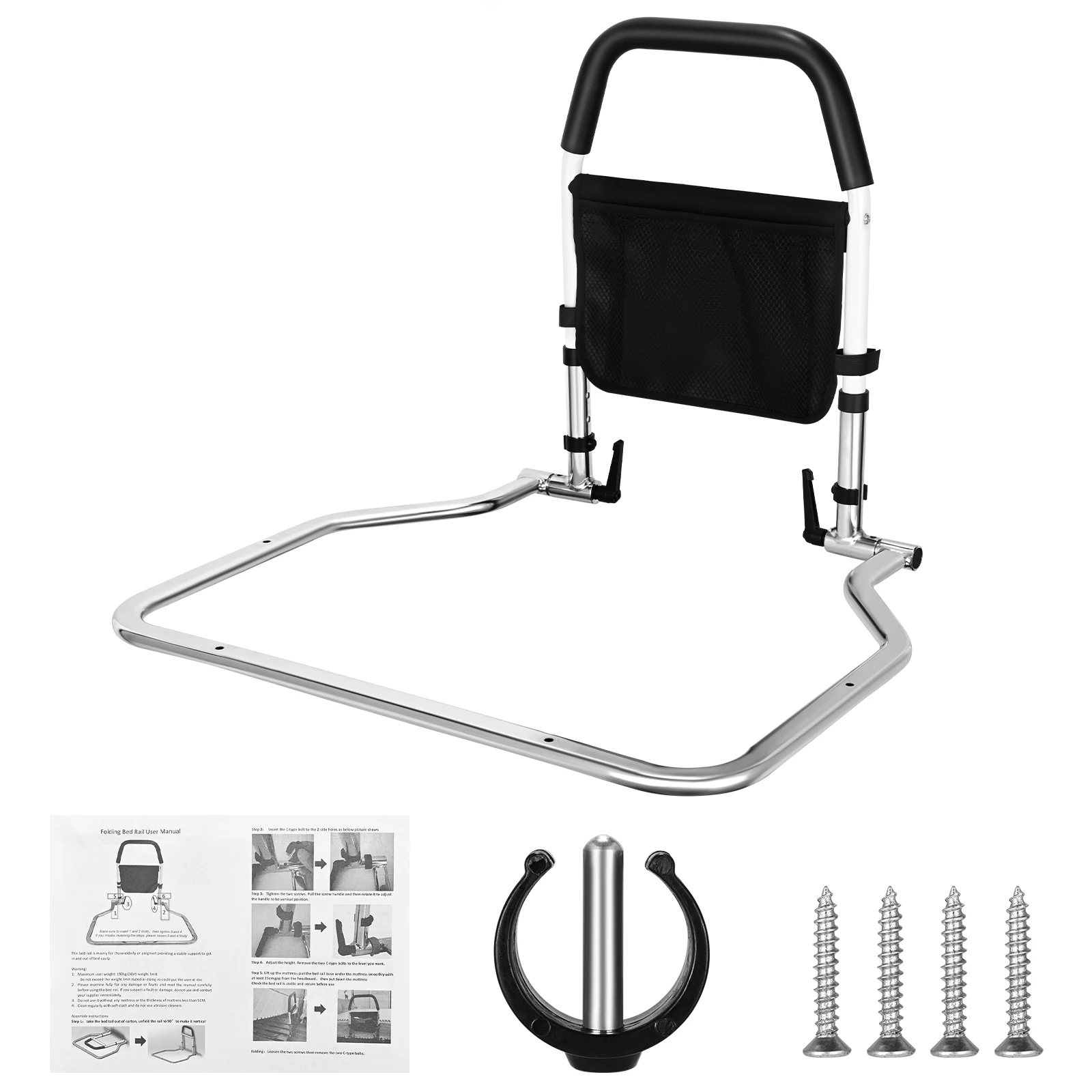 Garde-corps de chevet pour personnes âgées, dispositif de protection de rail de lit, main courante de lit pour adultes réglable en hauteur, protection anti-chute
