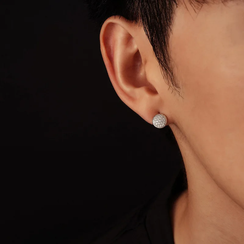 Full Paved Round CZ Cluster Stainless Steel Stud Earrings Sparkling Crystal Minimalist Hypoallergenic Daily Piercing Earrings