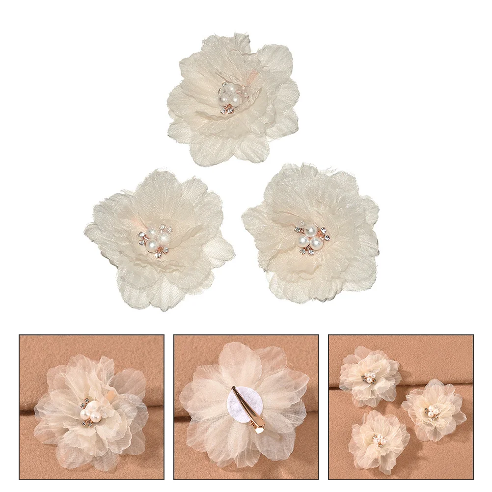 

3 Pcs Hairpin Girls Accessories Flower Clip Barrette Artificial Kids Fabric Women's