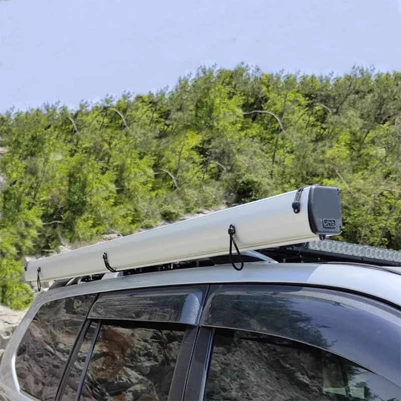 2.5*2.5 متر حافظة ألومنيوم شبه أوتوماتيكية مظلة جانبية لسقف السيارة 4x4 4wd مظلة للقافلة وإكسسوارات التخييم