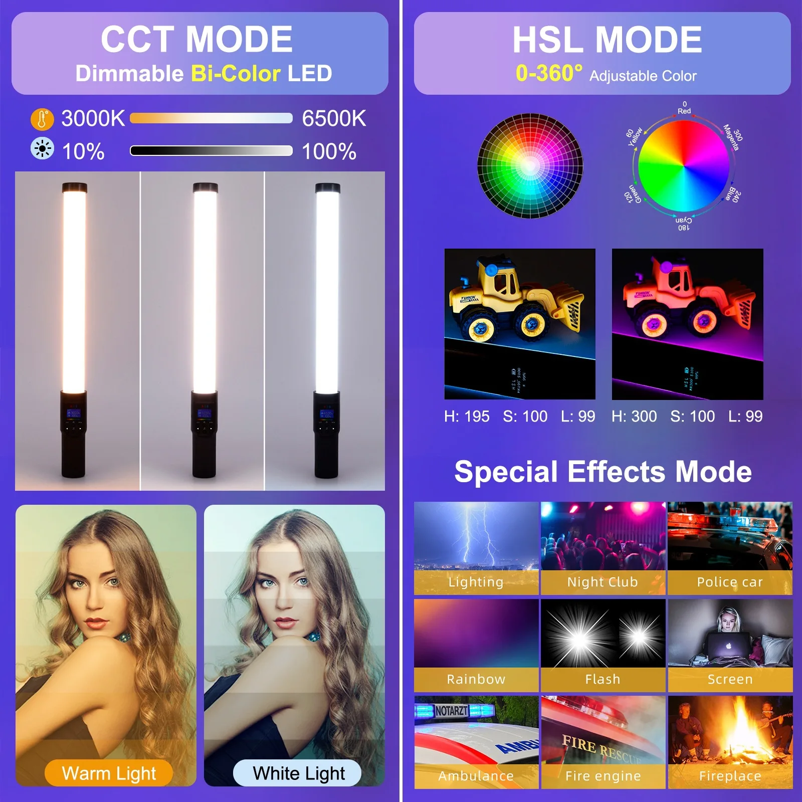 RGB Colorful Tube Light 7cm/30cm/58cm USB Light Night purple Blue Light Stick Room LampHandheld Hanging Fill Light Fotografie