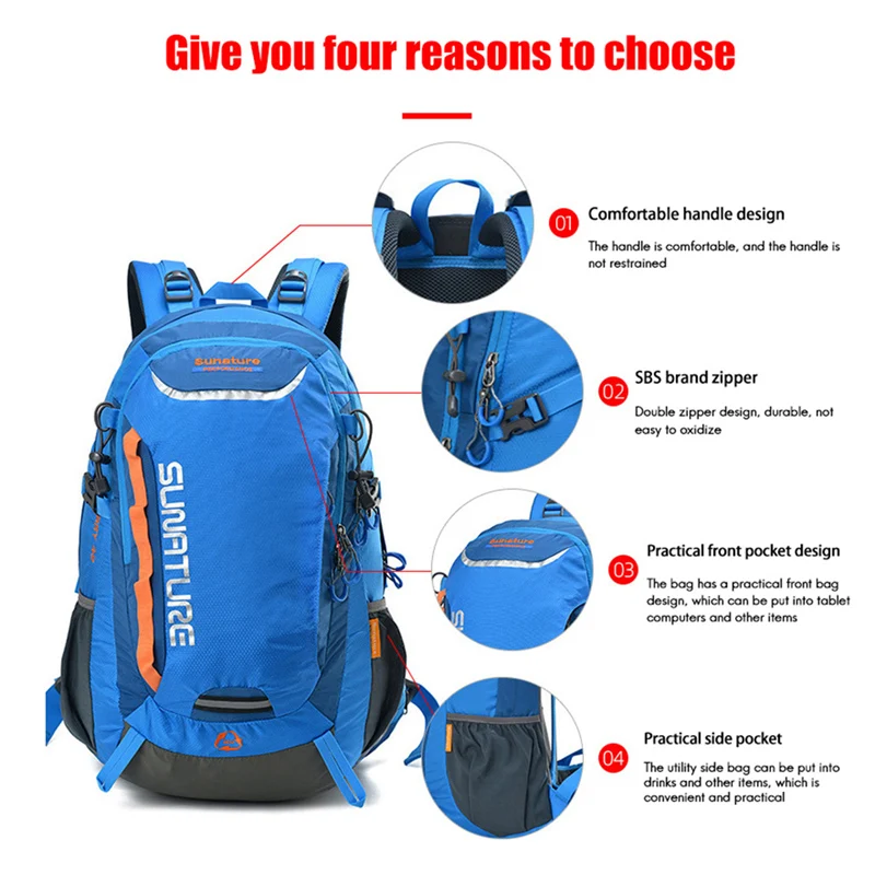 NEW-Sunature Outdoor Professional Backpack Mountaineering Tourism Camping Bag Large Capacity Outdoor Backpack With Rain Cover 40