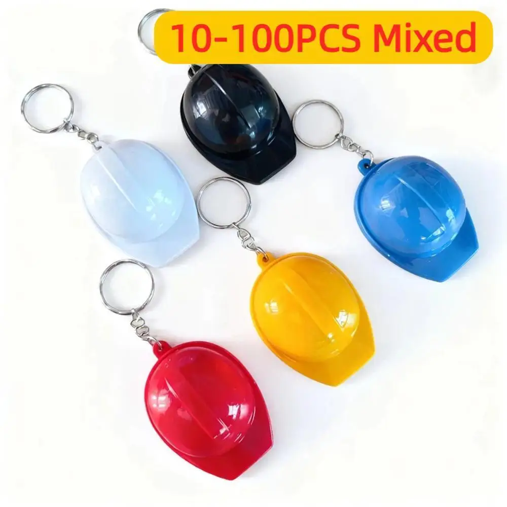 10-100pcs  Party Favors Mini Helmet Keychain Small Safety Hat Keyring Construction Themed Birthday Party Decors