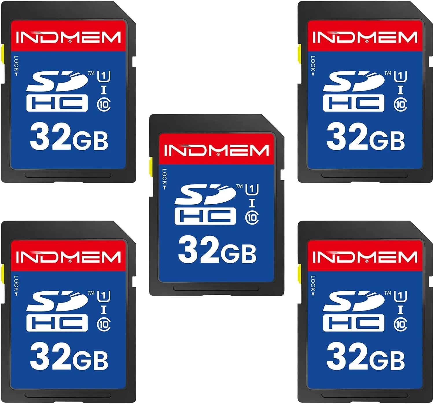 32GB SDHC Memory Card 5-Pack, UHS-I U1 Class 10, 90MB/s, for Camera & PC