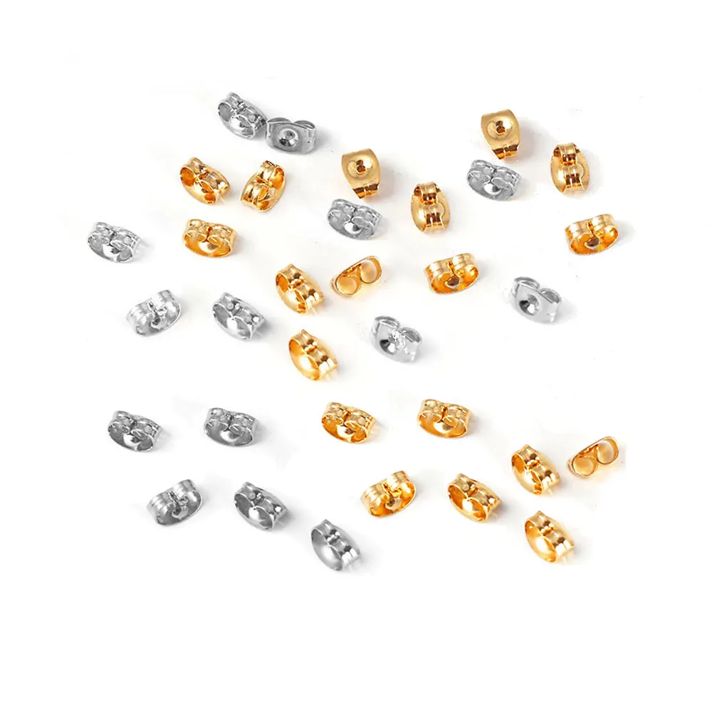 100Pcs Stainless Steel Earring Back Plug Earring Settings Base Ear Studs Back Stopper Butterfly Ear Stopper DIY Jewelry Making