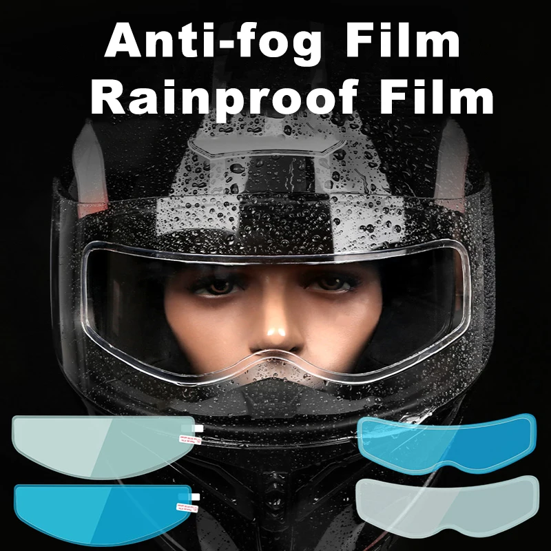 Casco de motocicleta transparente, parche antivaho, película protectora a prueba de lluvia, película adhesiva duradera, lente Universal, accesorios