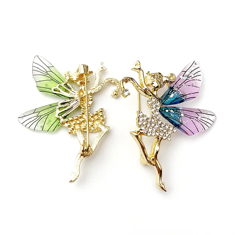 Fashion 2023 New Angel Wings Brooch Dancing Fairy Girl Pin Ladies Party Banquet Dress Coat Jewelry Accessories Wholesale
