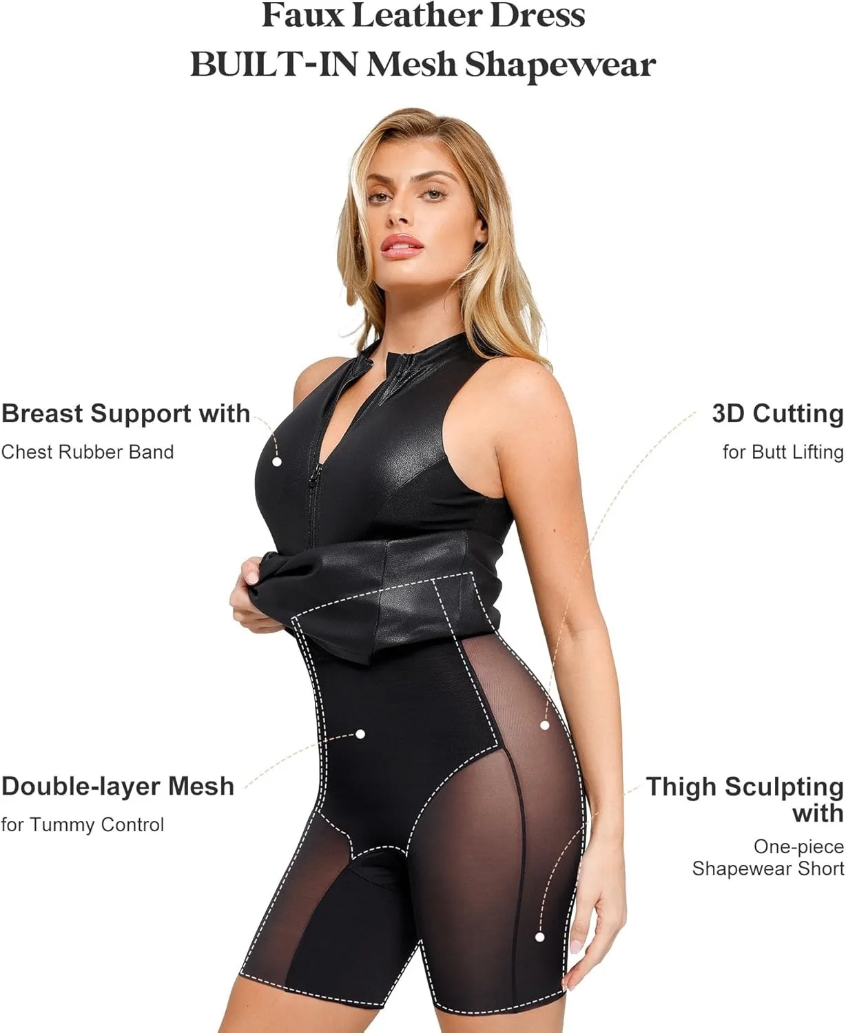 The Shapewear Dress Leather  - Mock Neck