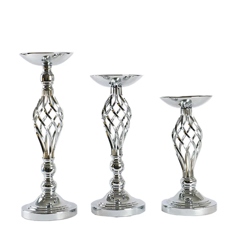 Metal Flowers Vase Candle Holder Gold Plated Twisted Iron Candlestick Wedding Candelabra Home Decoration