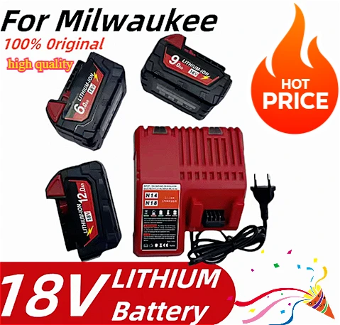 

For Milwaukee 18V 9.0Ah Replacement M18 XC Lithium Battery 48-11-1860 48-11-1850 48-11-1840 48-11-1820 Rechargeable Batteries