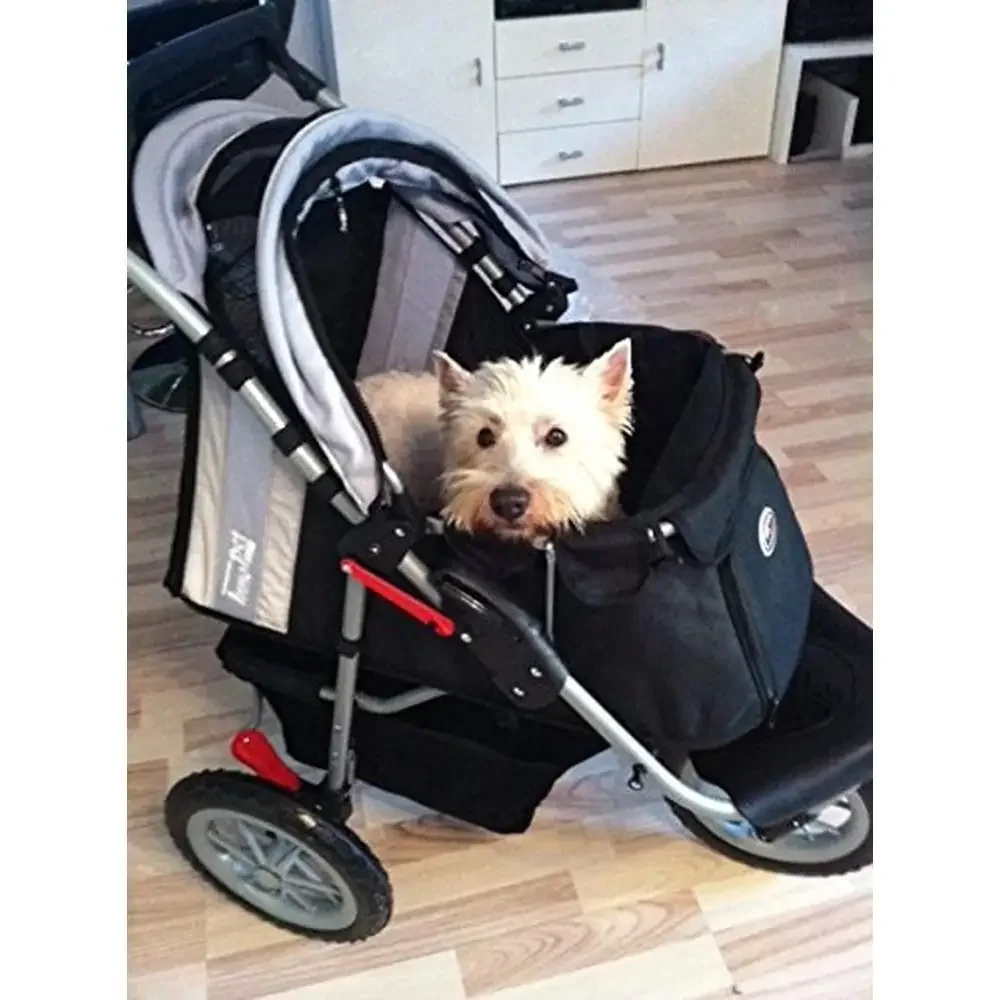 Pet Stroller with One-Hand Folding System Spacious Cabin Dimensions Easy-Fix Wheels Rear Wheel Brake and Inclusive EFA-Organizer