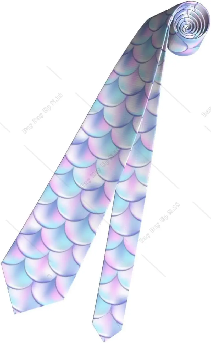 Mermaid Pattern Men's Ties Fashion Skinny Print Tie Business Neckties for Wedding Groomsmen Missions Dances One Size