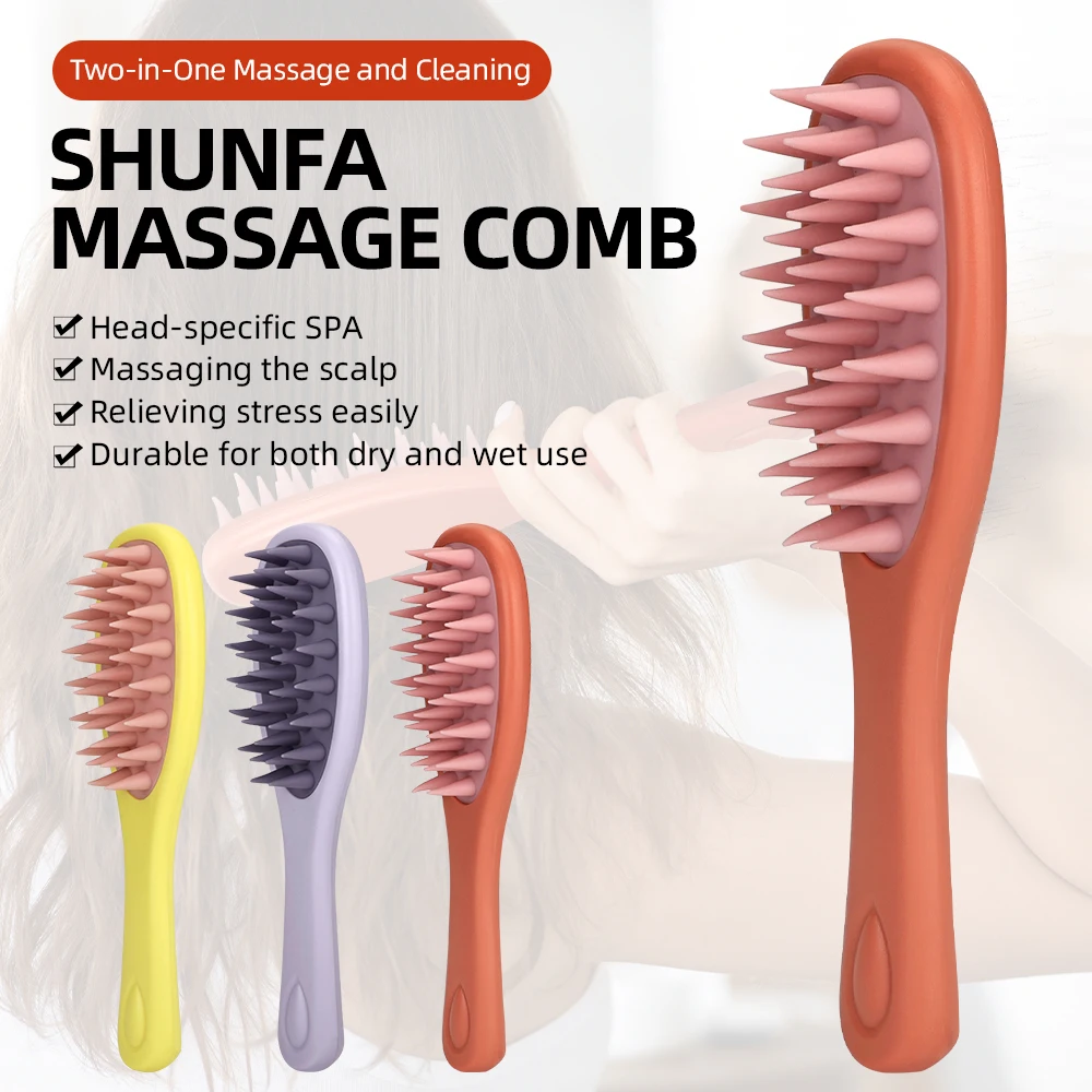 Single-sided Silicone Shampoo Brush Scalp Massager - Hair Washing Comb, Bath Body Scrubber for Hair Care & Relaxation