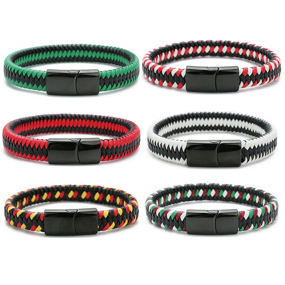 

1 Strand 12mm Wide PU Leather Stainless Steel Smooth Magnetic Buckle Couple Bracelet Exquisite and Minimalist Hot Selling